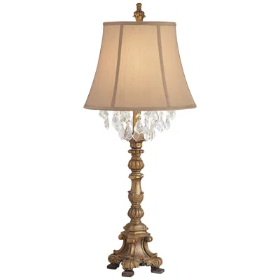 Barnes And Ivy Duval 33" Crystal And Aged Gold Candlestick Table Lamp