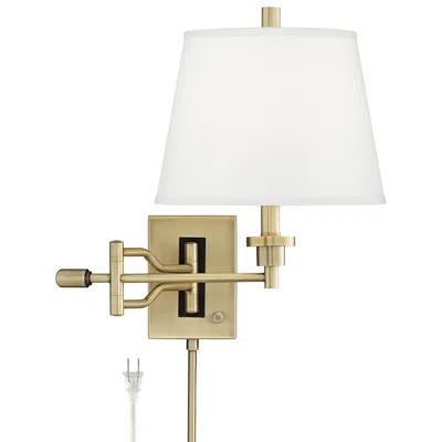Barnes And Ivy Eleganta Satin Brass Swing Arm Wall Lamp With Cord Cover