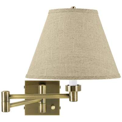Barnes And Ivy Fine Burlap Empire Antique Brass Swing Arm Wall Lamp
