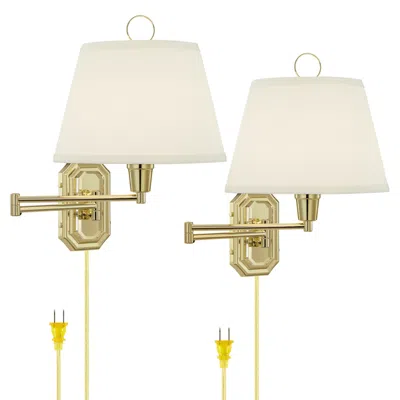 Barnes And Ivy Fredericks Traditional Brass Plug-in Wall Lamps Set Of 2