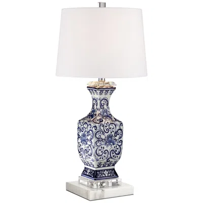 Barnes And Ivy Iris 28" Traditional Ceramic Lamp With Marble Riser