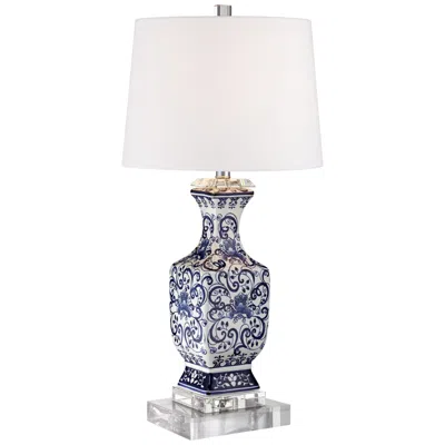 Barnes And Ivy Iris 29 1/2" Porcelain Lamp With Square Acrylic Riser