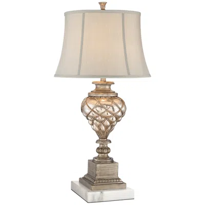 Barnes And Ivy Luke Mercury Glass Table Lamp With Square White Marble Riser