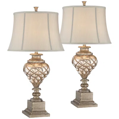 Barnes And Ivy Mercury Glass 33 3/4" Led Night Light Lamps Set Of 2
