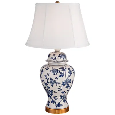 Barnes And Ivy Rose Vine 25" Blue White Ceramic Temple Jar Table Lamp