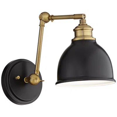 Barnes And Ivy Sania Black Brass Adjustable Swing Arm Hardwire Wall Lamp