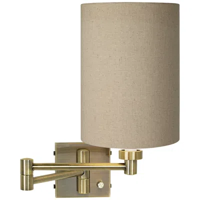 Barnes And Ivy Tan Shade Antique Brass Plug-in Swing Arm Wall Light