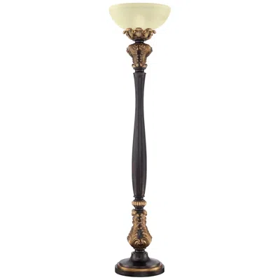 Barnes And Ivy Valentina 75" High Acanthus Leaf Torchiere Floor Lamp