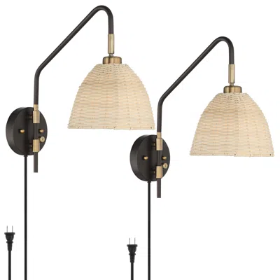 Barnes And Ivy Vega Bronze Plug-in Wall Lamps Set Of 2