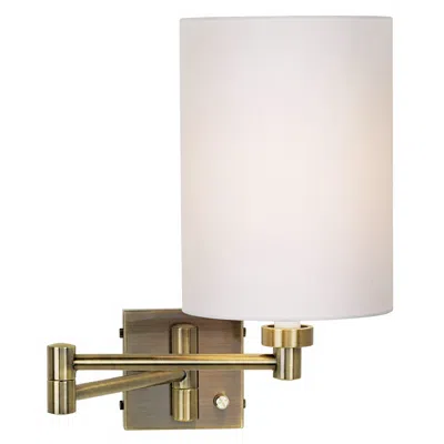 Barnes And Ivy White Cylinder Shade Antique Brass Swing Arm Wall Lamp