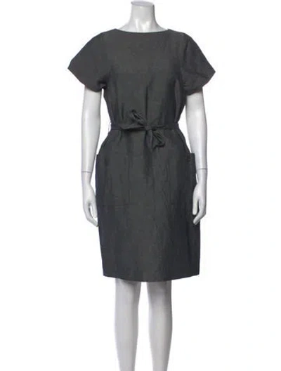 Pre-owned Barneys New York Bateau Neckline Knee-length Dress In Gray
