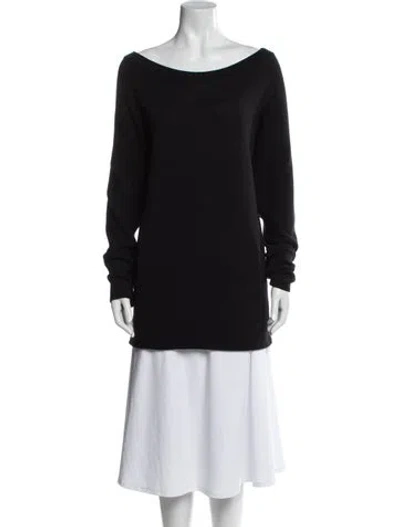 Pre-owned Barneys New York Bateau Neckline Long Sleeve Tunic In Black