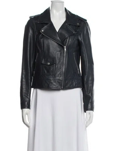 Pre-owned Barneys New York Biker Jacket In Blue