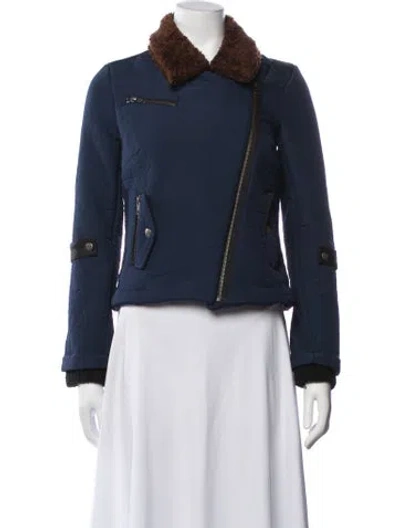 Pre-owned Barneys New York Biker Jacket In Blue