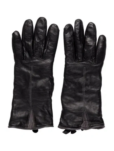 Pre-owned Barneys New York Black Leather Winter Gloves With Tags