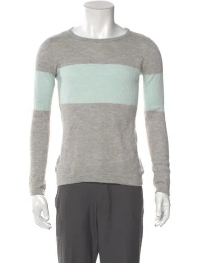 Pre-owned Barneys New York Cashmere Colorblock Pattern Pullover In Gray