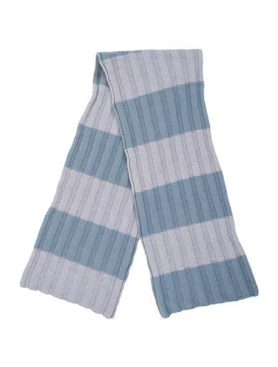 Pre-owned Barneys New York Cashmere Colorblock Pattern Scarf In Blue