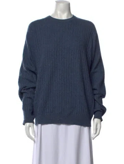 Pre-owned Barneys New York Cashmere Crew Neck Sweater In Blue