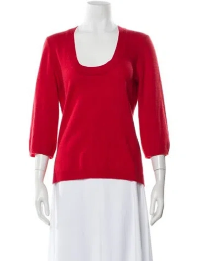 Pre-owned Barneys New York Cashmere Scoop Neck Sweater In Red
