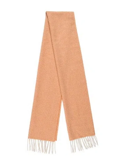Pre-owned Barneys New York Cashmere Tweed Pattern Scarf In Neutrals