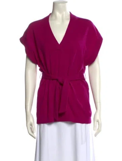 Pre-owned Barneys New York Cashmere V-neck Blouse In Purple