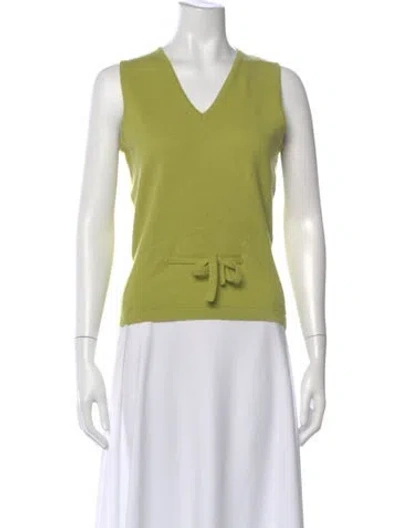 Pre-owned Barneys New York Cashmere V-neck Top In Green
