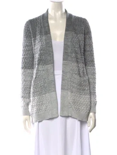 Pre-owned Barneys New York Colorblock Pattern Open Front Sweater In Gray