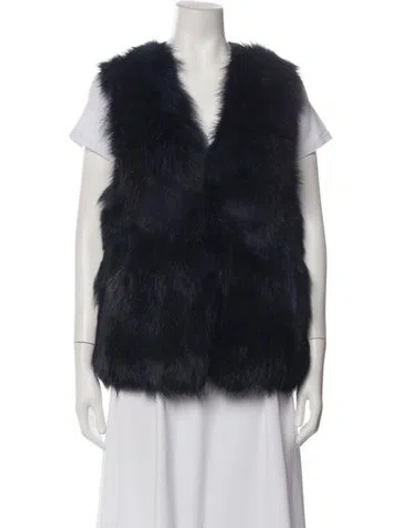 Pre-owned Barneys New York Coyote Fur Jacket In Blue