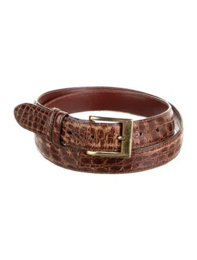 Pre-owned Barneys New York Crocodile Belt In Brown