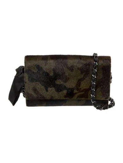 Pre-owned Barneys New York Faux Fur Clutch In Green