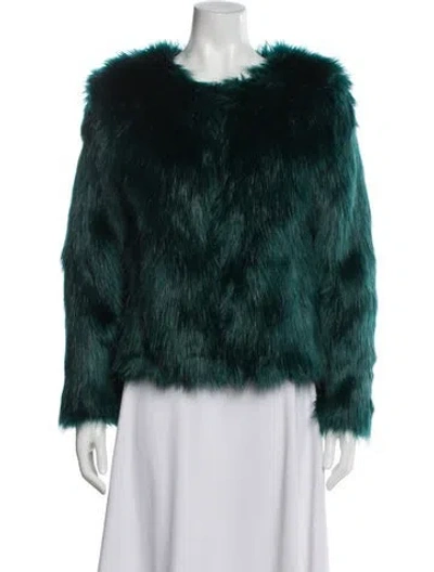 Pre-owned Barneys New York Faux Fur Faux Fur Jacket In Green
