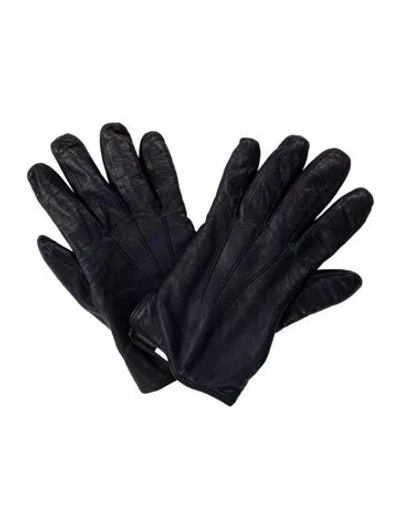 Pre-owned Barneys New York Faux Leather Gloves In Blue