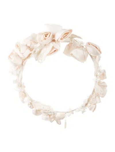 Pre-owned Barneys New York Floral Beaded Crown In Neutrals