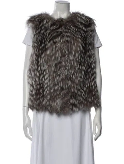Pre-owned Barneys New York Fox Faux Fur Jacket In Brown