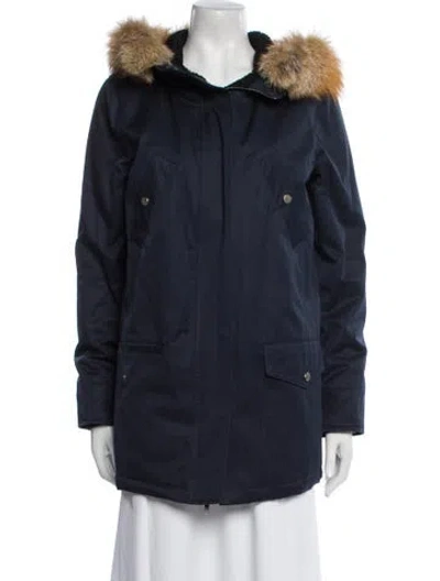 Pre-owned Barneys New York Fur Coat In Blue