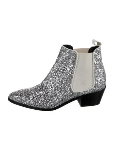 Pre-owned Barneys New York Glitter Patterned Chelsea Boots In Metallic/silver