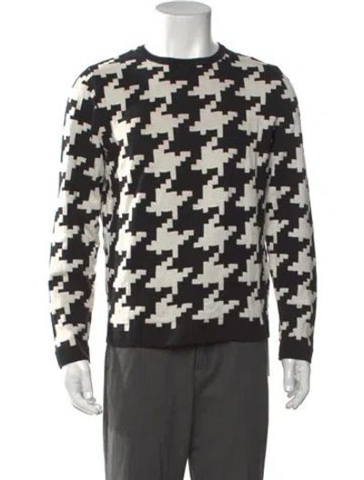 Pre-owned Barneys New York Houndstooth Print Crew Neck Pullover In Black