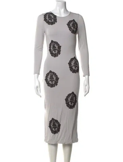 Pre-owned Barneys New York Lace Pattern Knee-length Dress In Grey