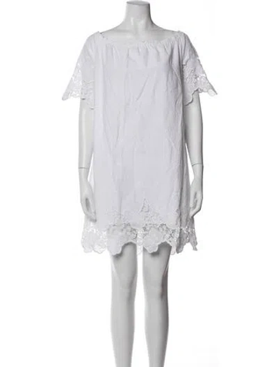 Pre-owned Barneys New York Lace Pattern Mini Dress In White