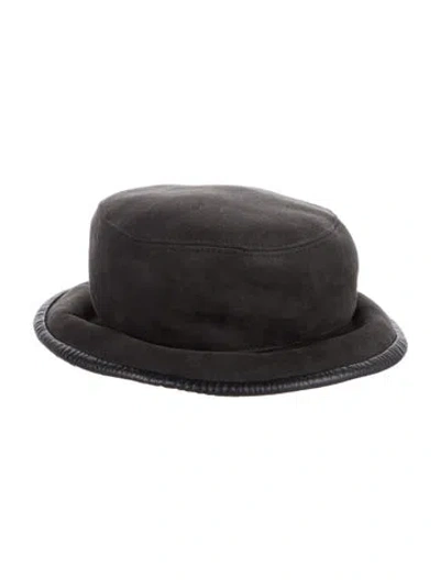Pre-owned Barneys New York Lamb Fur Bucket Hat In Grey
