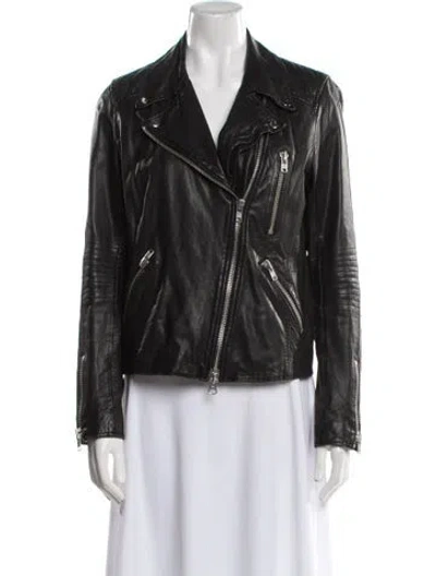 Pre-owned Barneys New York Lambskin Biker Jacket In Black