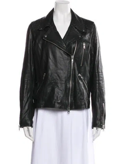 Pre-owned Barneys New York Lambskin Biker Jacket In Black
