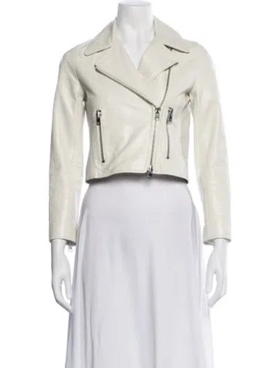 Pre-owned Barneys New York Lambskin Biker Jacket In Neutral