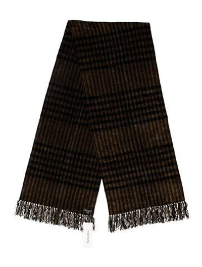 Pre-owned Barneys New York Lambswool Striped Scarf In Brown