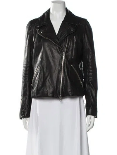 Pre-owned Barneys New York Leather Biker Jacket In Black