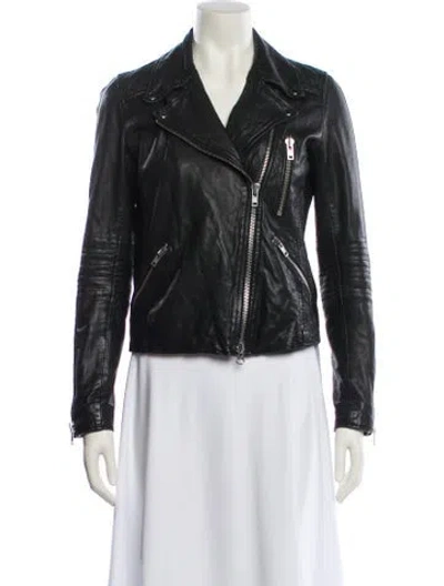 Pre-owned Barneys New York Leather Biker Jacket In Black