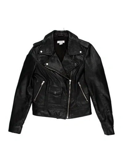 Pre-owned Barneys New York Leather Biker Jacket In Black