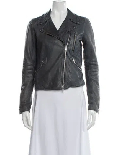 Pre-owned Barneys New York Leather Biker Jacket In Black
