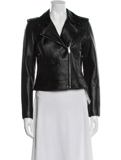 Pre-owned Barneys New York Leather Biker Jacket In Black