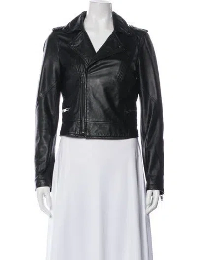 Pre-owned Barneys New York Leather Biker Jacket In Black